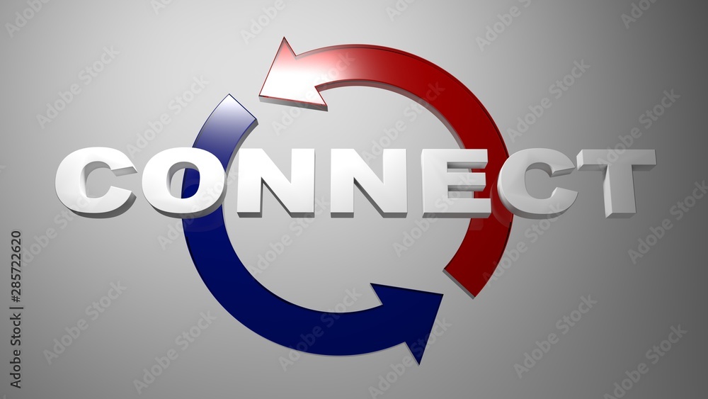 Poster connect with turning arrows - 3d rendering illustration