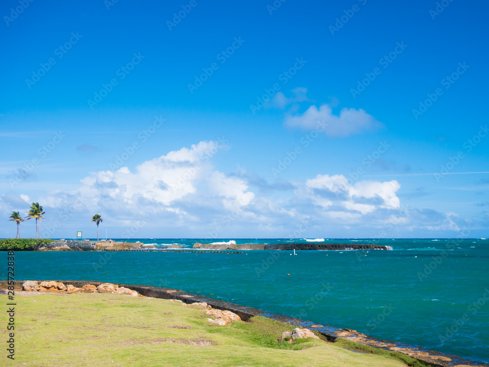 Canvas Prints san juan, puerto rico. the atlantic ocean and waves on a beautiful hot, sunny and windy day. san jua