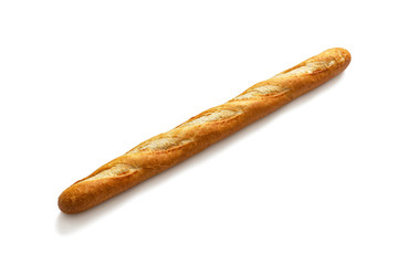 French baguette on white background
