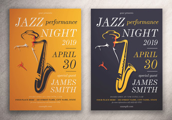 Jazz Night Graphic Flyer Layout