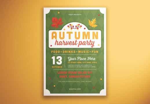 Autumn Harvest Party Graphic Flyer Layout