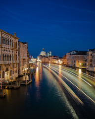 Long exposure of venice canal with light trails