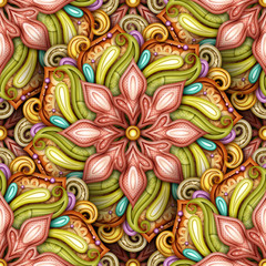 Colored Seamless Pattern with Mandala Motifs