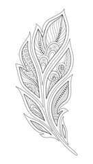 Obraz premium Monochrome Decorative Feather in Paisley Garden Style