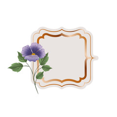 frame with flower and leafs isolated icon