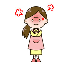 怒る女性　ポーズ　イラスト