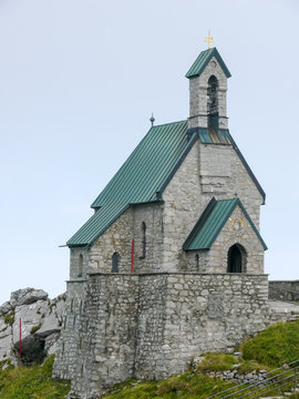 Alpine Chapel on Mountain  Top
