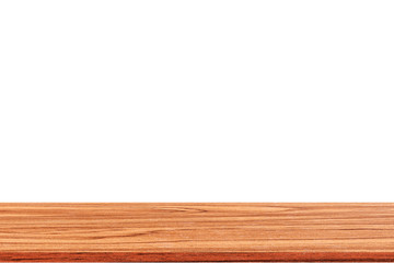 Wood shelf table isolated on white background. Empty wooden for advertising or display product.