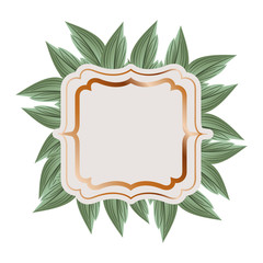 frame with branch and leaf isolated icon