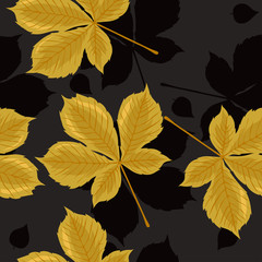 Seamless pattern with chestnut leaves. Vector graphics.