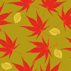 Fototapeta na wymiar Seamless pattern with autumn leaves. Vector graphics.