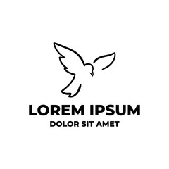 Fototapeta premium Beauty hovering dove bird simple elegance flat logo design template