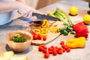 Just for the health. Woman is preparing a salad