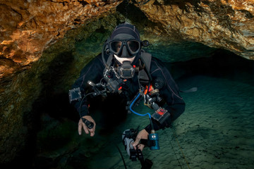 Cave Diving at Madison Blue Spring State Park, Madison County, Florida	
