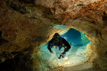 Cave Diving at Madison Blue Spring State Park, Madison County, Florida	