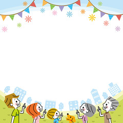 家族　フレーム　笑顔