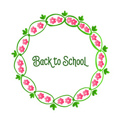 Creative greeting card back to school, with pattern art colorful floral frame. Vector