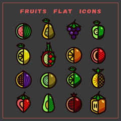 Флат иконки фрукты