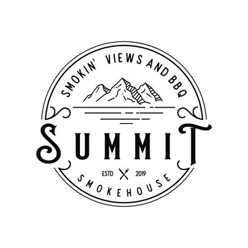 Summit Barbecue Smokehouse Badge Vintage Logo