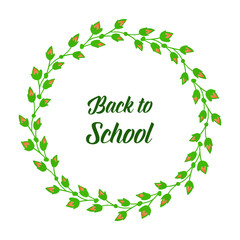 Banner back to school, design element of frame hand drawn, for drawing style green leaf flower. Vector