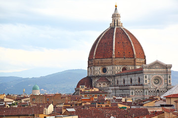 The famous Duomo of the Santa Maria del Fiore Cathedral in Florence