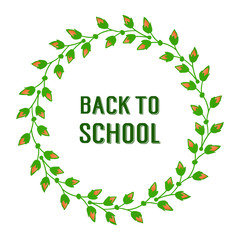 Banner back to school, design element of frame hand drawn, for drawing style green leaf flower. Vector