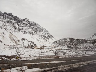Nevada el Juncal road in Chile, dangerous curves road