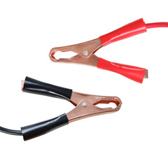 Terminal wires clip cables isolated on white background with clipping path