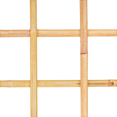 Bamboo rail or fence isolated on white background with clipping path