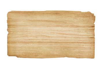 Vieille planche de bois isolé sur fond blanc avec un tracé de détourage