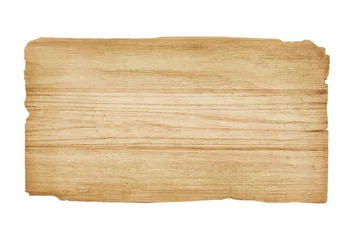 Foto op Plexiglas Oude houten plank geïsoleerd op een witte achtergrond met uitknippad © prapann