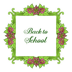 Beauty of green leafy flower frame, with various banner for back to school. Vector