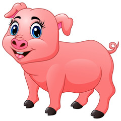 Cute little pig cartoon illustration
