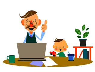 働き方改革　自宅勤務　男性