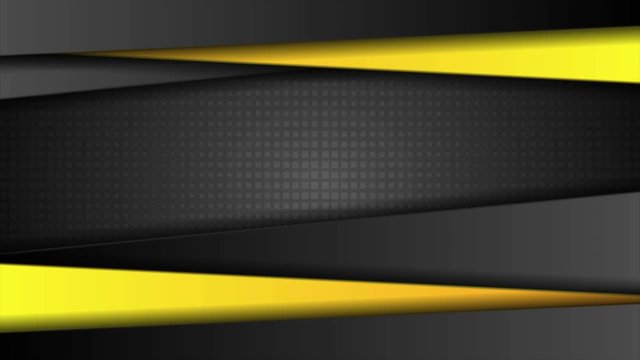Bright yellow and black stripes. Abstract corporate paper tech motion background. Video animation Ultra HD 4K 3840x2160