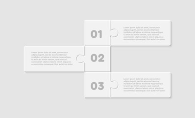 Three pieces jigsaw puzzle square line infographic