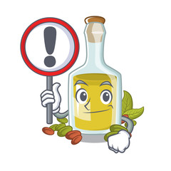With sign pistachio oil with the mascot shape