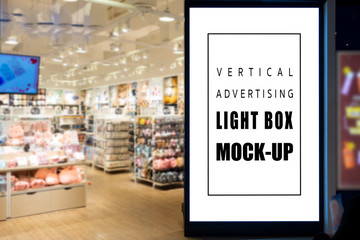 Mock up perspective vertical light box in super store