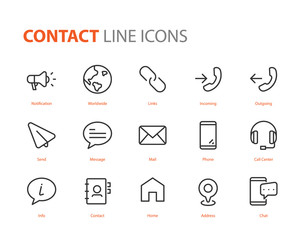 set of web icons, such as address, contact, social media, add friend, e-mail, app