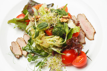 vegetable salad with nuts and meat