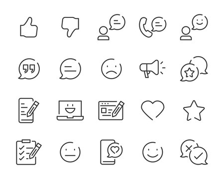 set of feedback icons, review, rating, service, survey, test