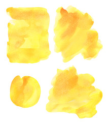 Bright yellow watercolor spot isolated on a white background.