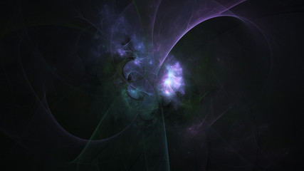 Abstract transparent violet crystal shapes. Fantasy light background. Digital fractal art. 3d rendering.