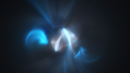 Abstract transparent blue smoky shapes. Fantasy light background. Digital fractal art. 3d rendering.