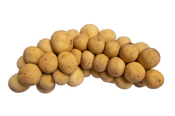 Longkong or langsat popular Tropical fruit from Southeast Asia. sweet and juicy. isolated on white background with clipping path.