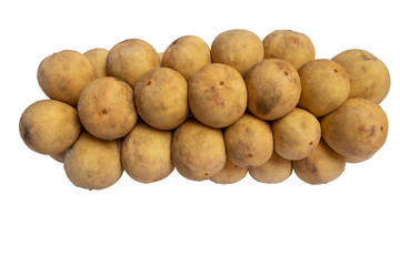 Longkong or langsat popular Tropical fruit from Southeast Asia. sweet and juicy. isolated on white background with clipping path.