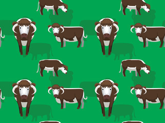 Cow English Longhorn Cute Cartoon Background Seamless Wallpaper
