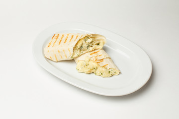 cheese tortilla on a white background