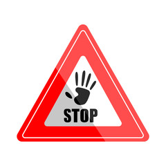 Hand blocking sign. Stop. Flat style on white background. 