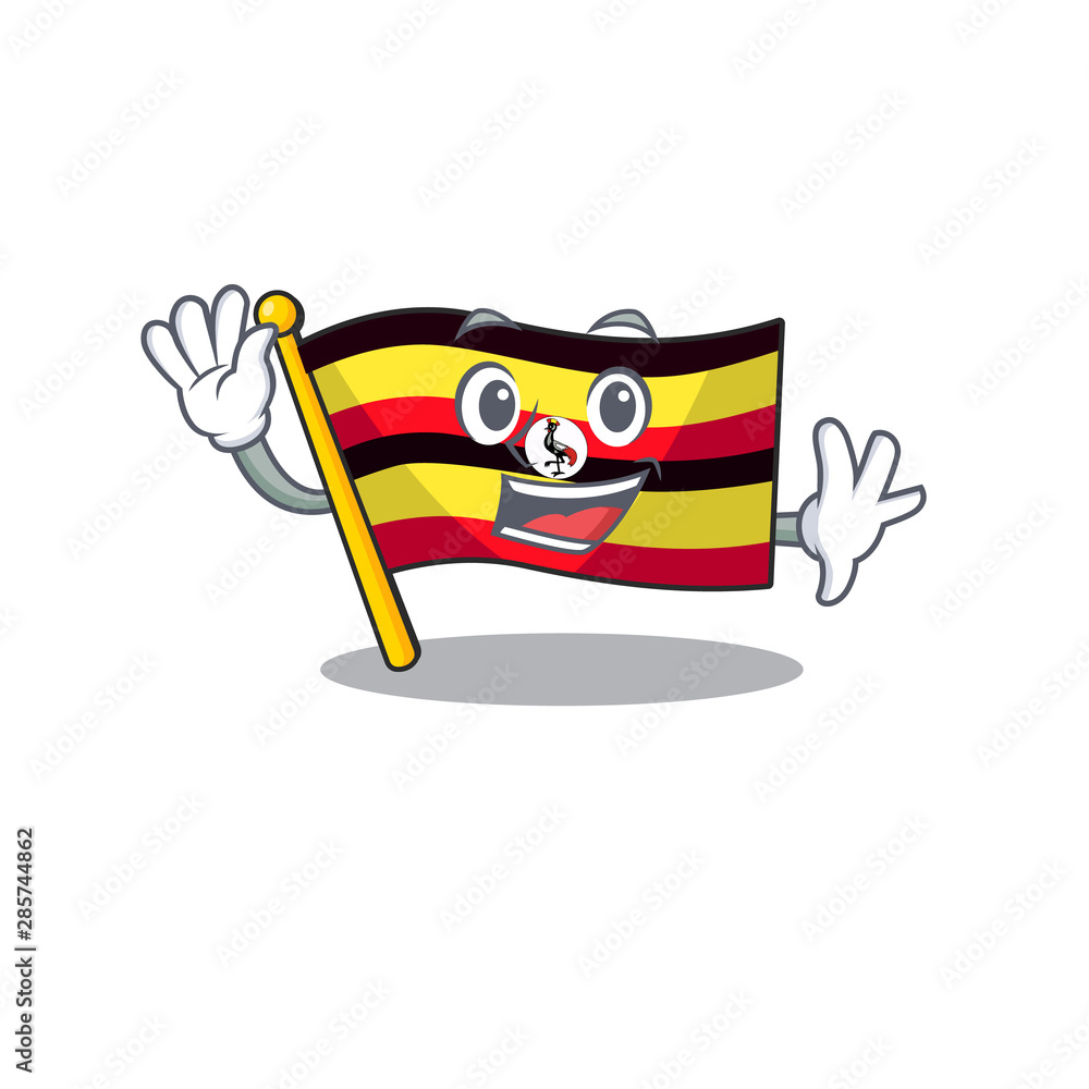 Wall mural Waving flag uganda in the mascot shape